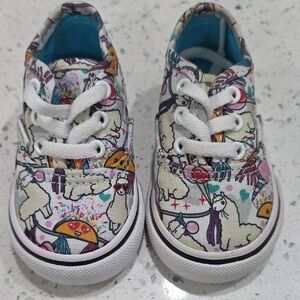 Kids White Canvas Llama Print Sneakers Vans